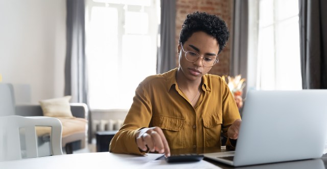 woman with calculator
